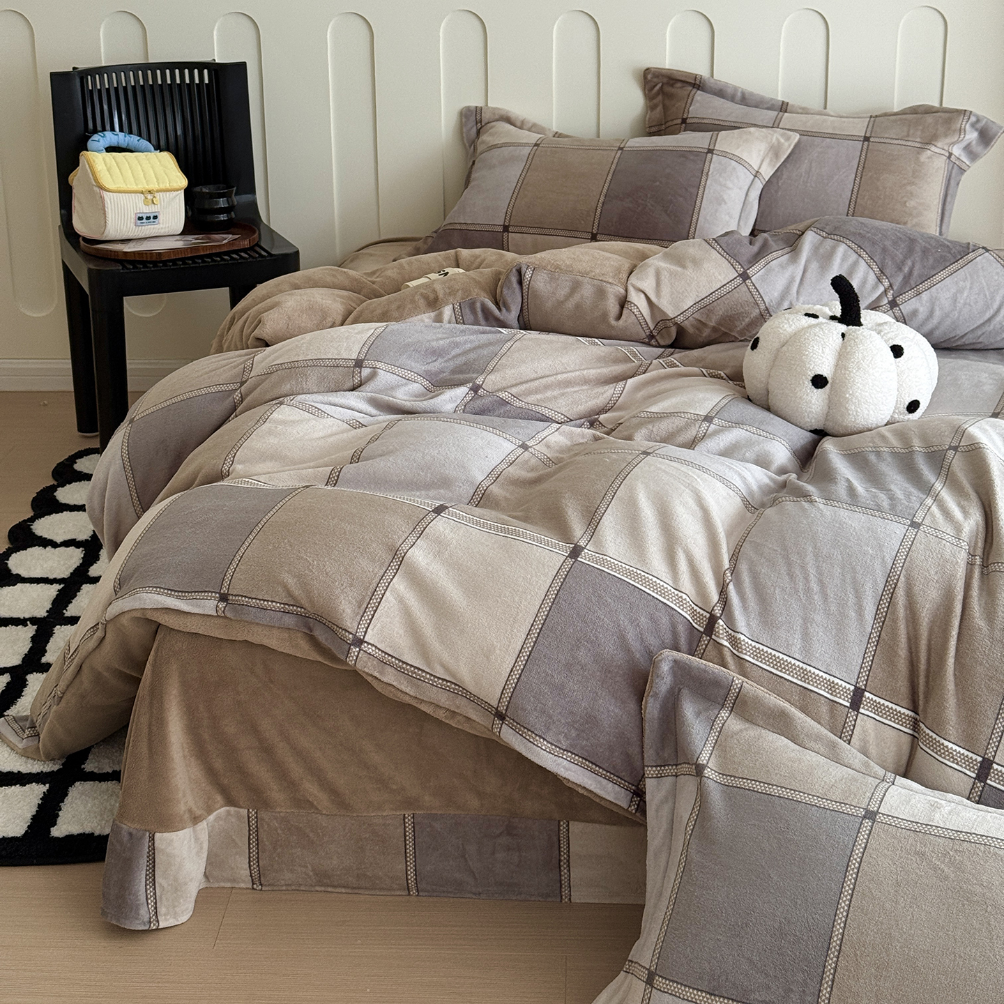 2025新款牛奶绒印花四件套 雅致格调