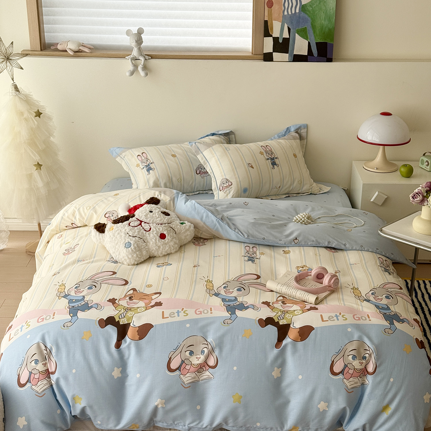 2026新款全棉13370四件套（3） 兔子和狐狸