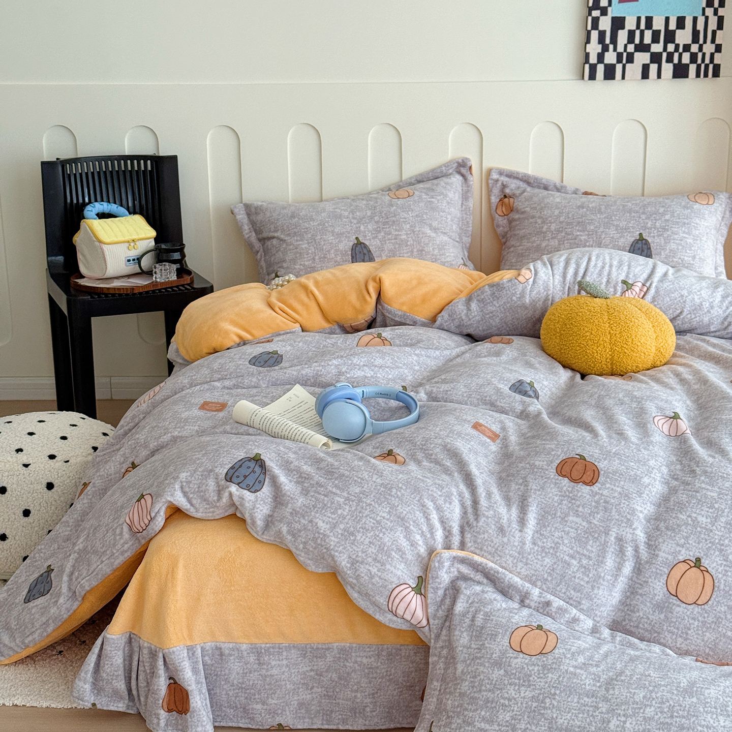 2025新款牛奶绒印花四件套 瓜香四溢