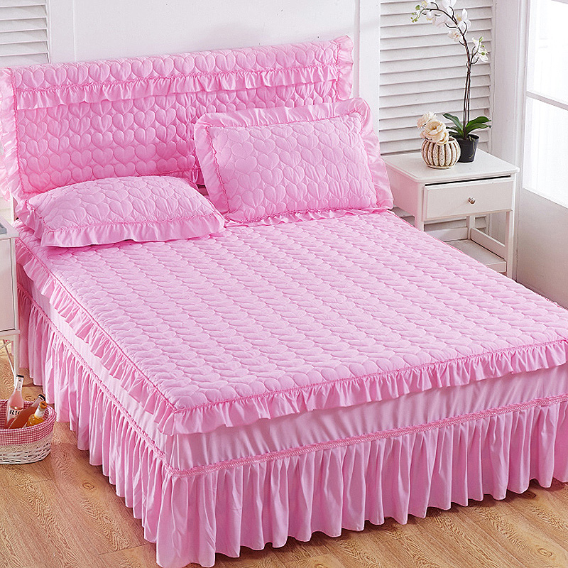 2018心形夹棉床头罩 1.2米 粉色