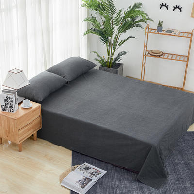 2019新款色织水洗棉基础款纯色系列-单床单 160cmx230cm 黑灰色