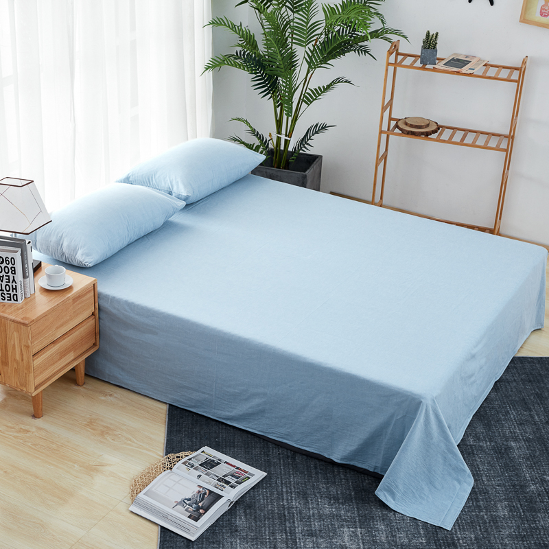 2019新款色织水洗棉基础款纯色系列-单床单 160cmx230cm 浅水蓝
