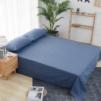 2019新款色织水洗棉基础款纯色系列-单床单 160cmx230cm 运动蓝
