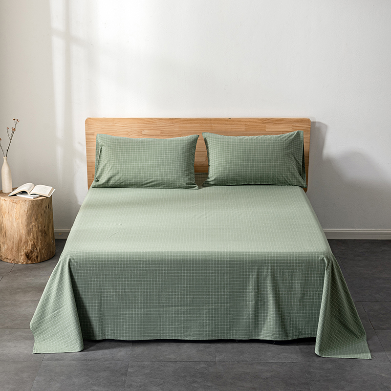 2022新款A类色织全棉水洗棉单品类床单款（新增花型8色） 245*250cm床单 浓绿格