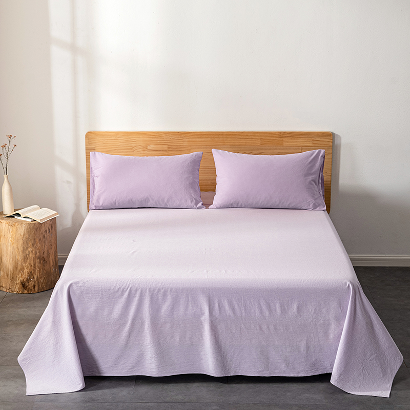 2022新款A类色织全棉水洗棉单品类床单款（新增花型8色） 245*250cm床单 浅紫