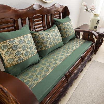 2022新款高精密提花中式实木沙发垫老式木沙发垫子（场景二） 50*50cm 聚宝绿