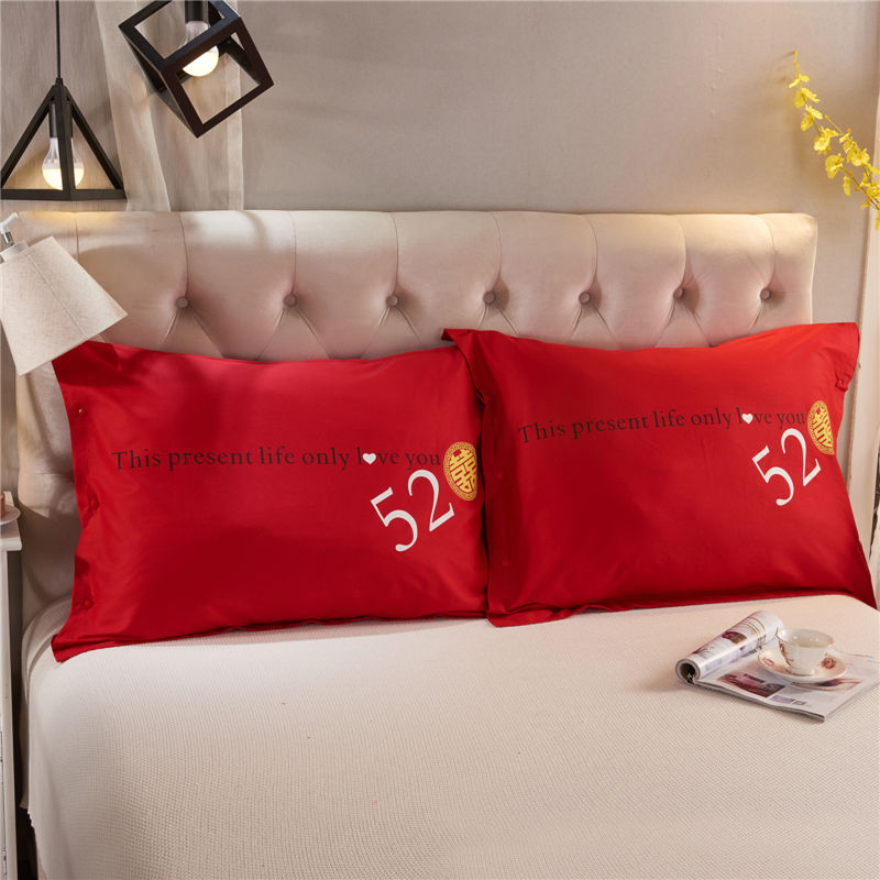 2022新款D19-13372定位花型枕套（靠枕套） 60*80cm/只 一生爱恋（红色）