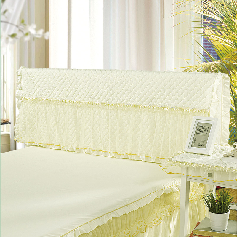 床头罩-纯色夹棉 150宽，50高 如梦黄色-床头罩