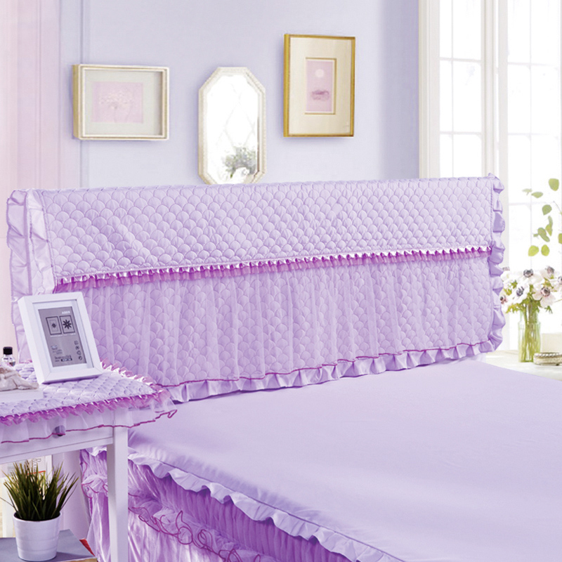 床头罩-纯色夹棉 150宽，50高 如梦紫色-床头罩