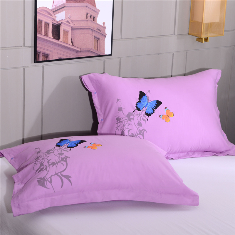 2022新款D19-13372定位花型枕套（靠枕套） 60*80cm/只 紫色-蝶舞
