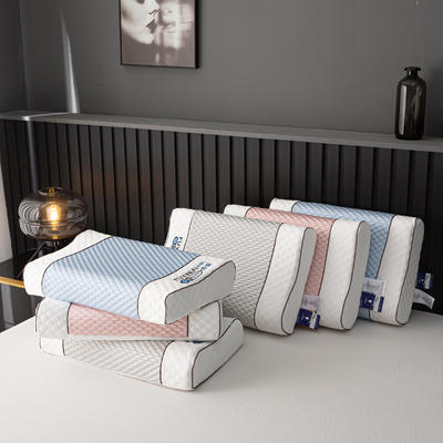 2023新款冰豆豆冰丝乳胶枕凉感按摩泰国天然乳胶枕头枕芯 冰蓝（40*60cm高低曲线）