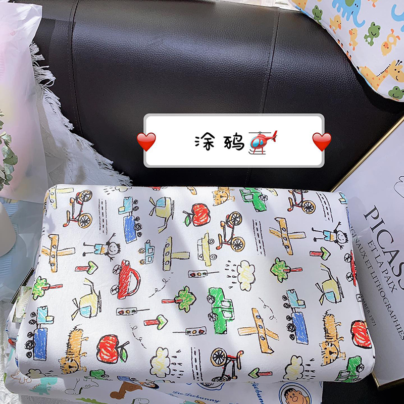 2023新款泰国乳胶枕儿童天然乳胶枕头儿童枕芯 27*45cm/只 涂鸦