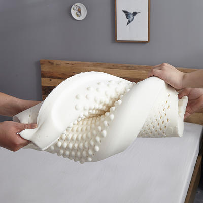 2021新款泰国天然乳胶枕头枕芯平滑曲线狼牙按摩颗粒带内外枕套A品 按摩颗粒枕（40_60厘米含内外套)高10-12cm