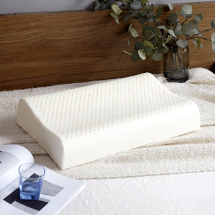 2021新款泰国天然乳胶枕头枕芯平滑曲线狼牙按摩颗粒带内外枕套A品 曲线波浪枕（40_60厘米含内外套）高10-12cm