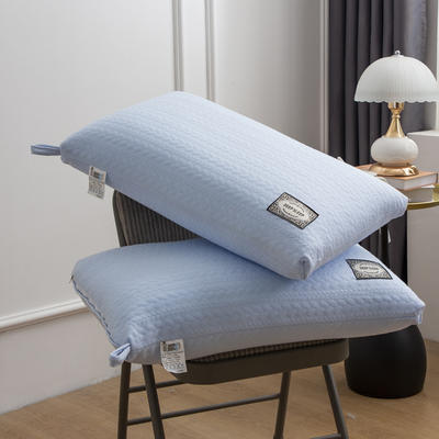 2022新款麻花辫针织热熔枕中高枕 枕头枕芯 麻花针织麦穗枕蓝色--中枕