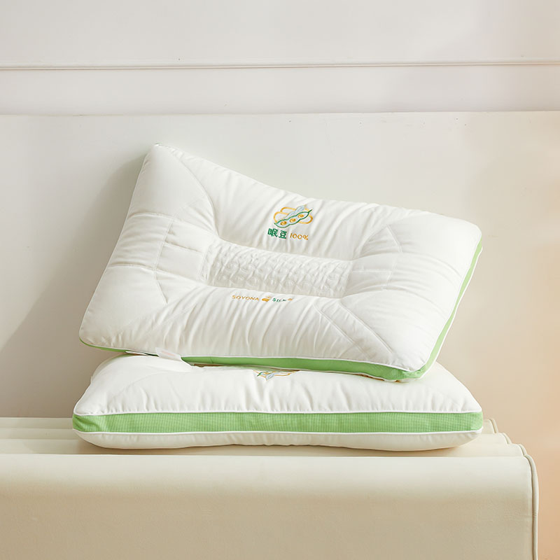 2024新款眠豆大豆蛋白枕枕头枕芯 48*74cm/对 豆眠护颈枕-豆绿