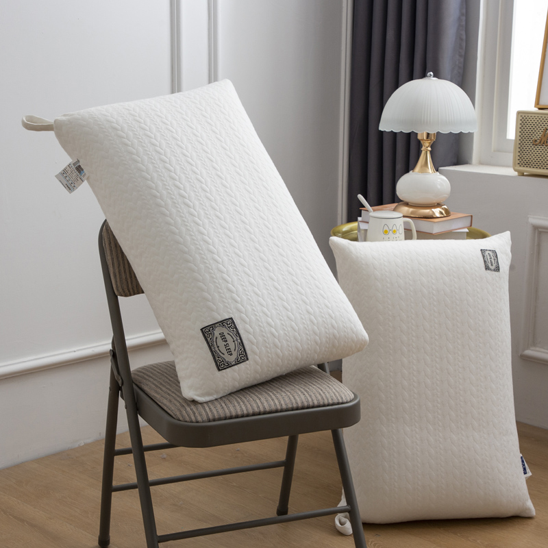 2024新款麻花针织热熔枕头枕芯 麻花针织麦穗枕白色--高枕一对