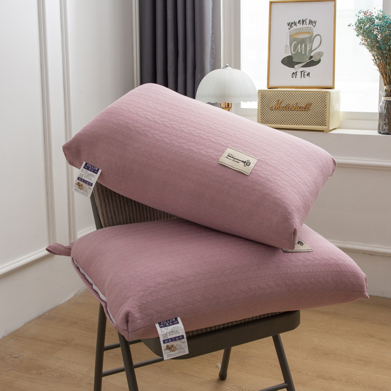 2024新款麻花针织热熔枕头枕芯 麻花针织麦穗枕粉色--中枕一只