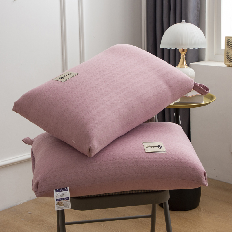 2024新款麻花针织热熔枕头枕芯 麻花针织麦穗枕粉色--中枕一对
