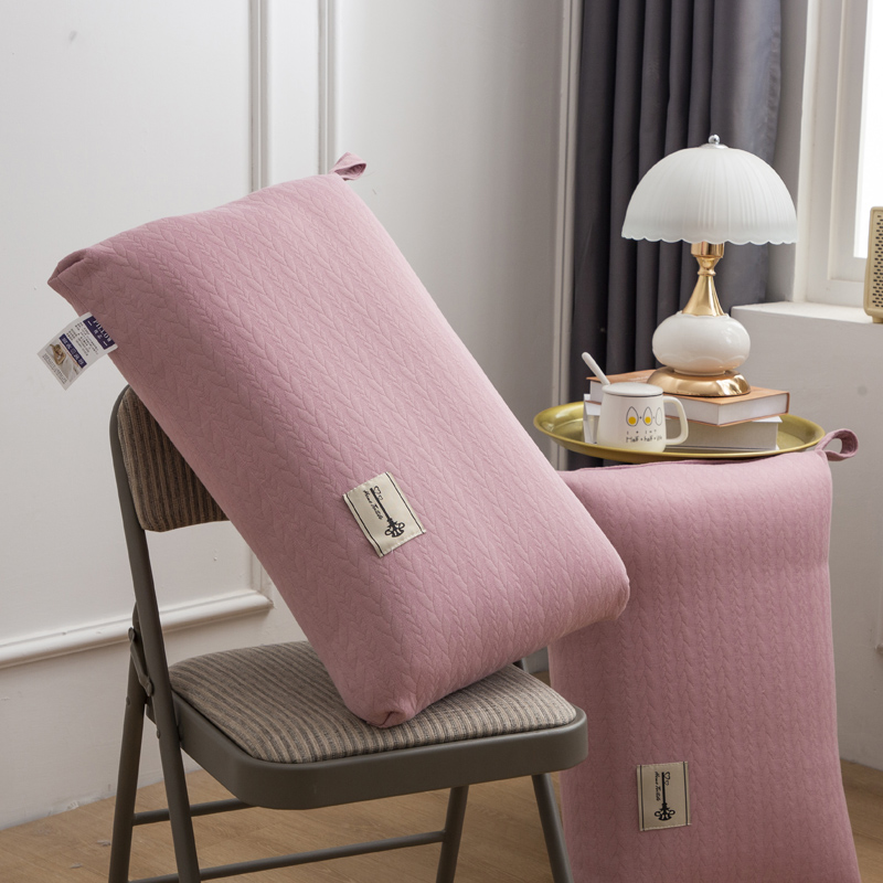 2024新款麻花针织热熔枕头枕芯 麻花针织麦穗枕粉色--高枕一只