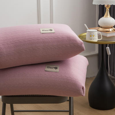 2024新款麻花针织热熔枕头枕芯 麻花针织麦穗枕粉色--高枕一对