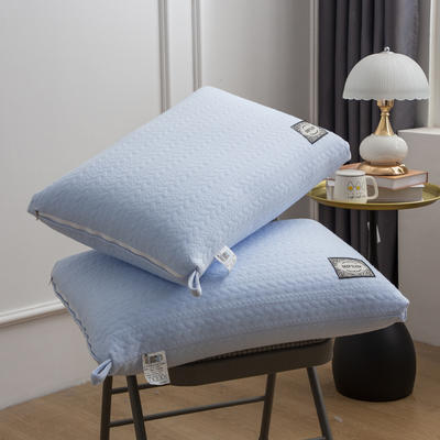 2024新款麻花针织热熔枕头枕芯 麻花针织麦穗枕蓝色--低枕一对