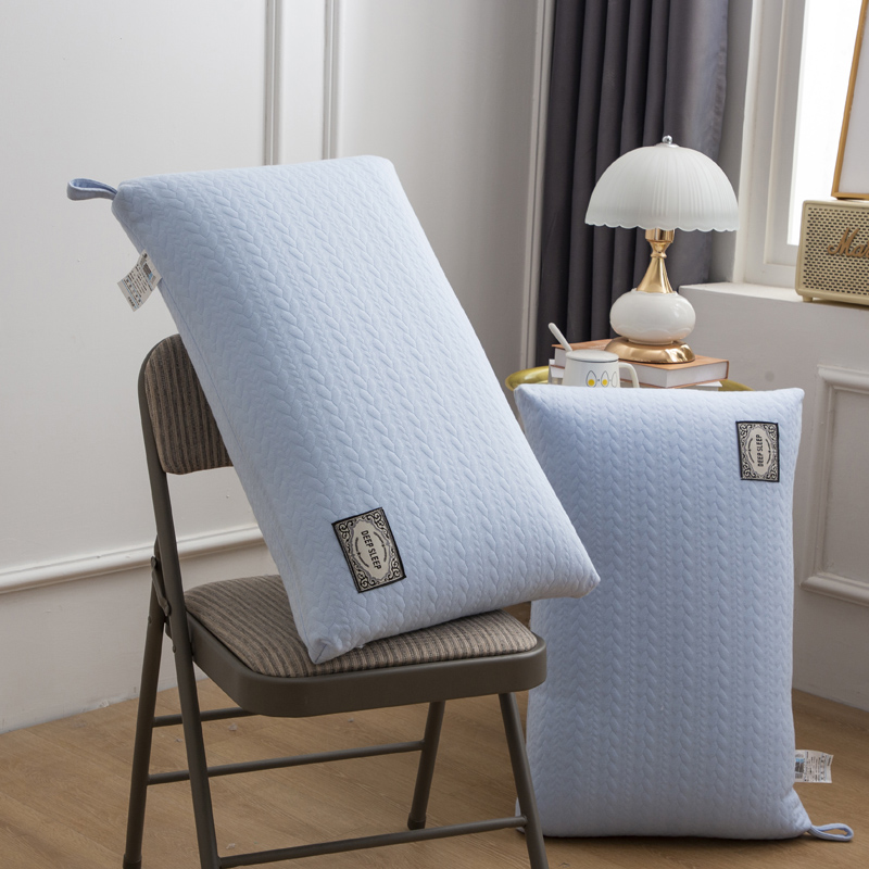 2024新款麻花针织热熔枕头枕芯 麻花针织麦穗枕蓝色--中枕一只