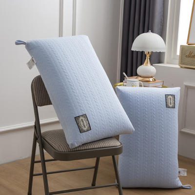 2024新款麻花针织热熔枕头枕芯 麻花针织麦穗枕蓝色--中枕一只