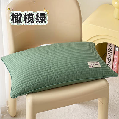2024新款韩式水洗棉简约全荞麦枕枕头枕芯 33*55cm 橄榄绿.【单只装】
