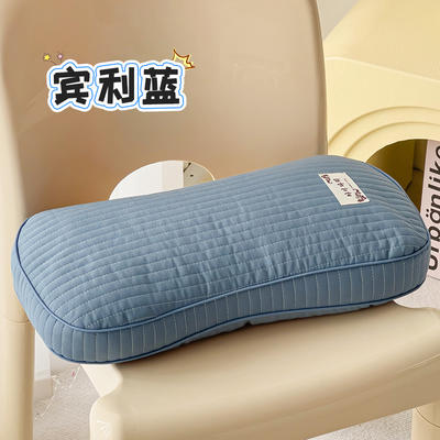 2024新款韩式水洗棉面包全荞麦枕枕头枕芯 25*48cm 宾利蓝【单只装】