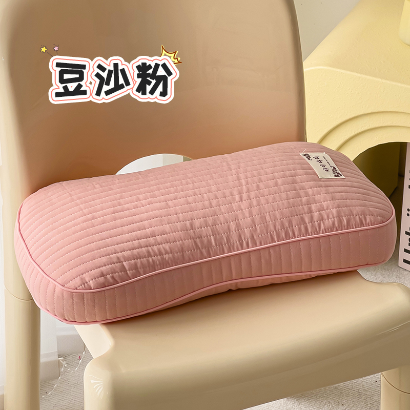 2024新款韩式水洗棉面包全荞麦枕枕头枕芯 25*48cm 豆沙粉【单只装】