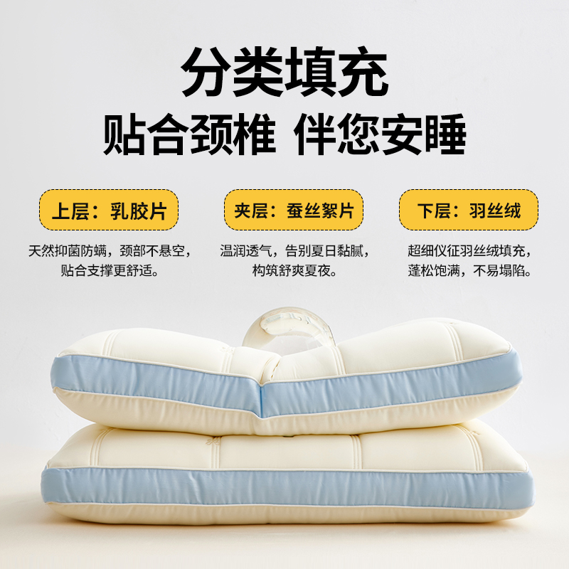 2024新款蝶曼冰蚕枕头枕芯-产品图 43*69+5cm/只 蝶曼冰蚕枕