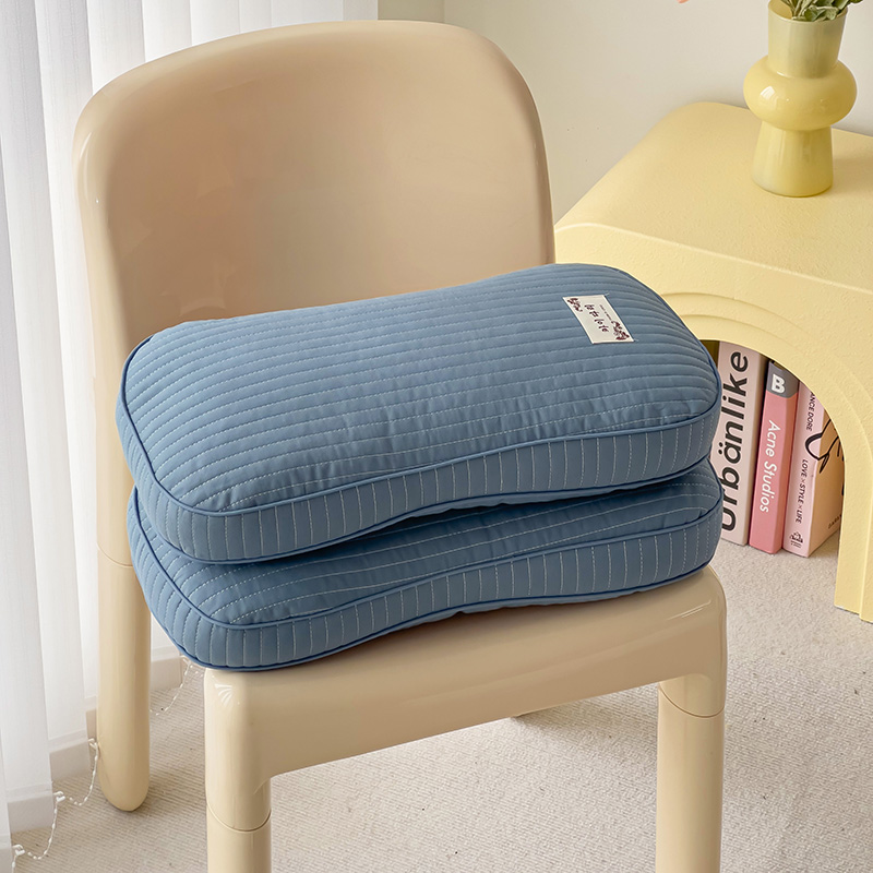 2024新款韩式立体全棉砂洗全荞麦枕 枕头枕芯 25*48cm 蓝色【一对】
