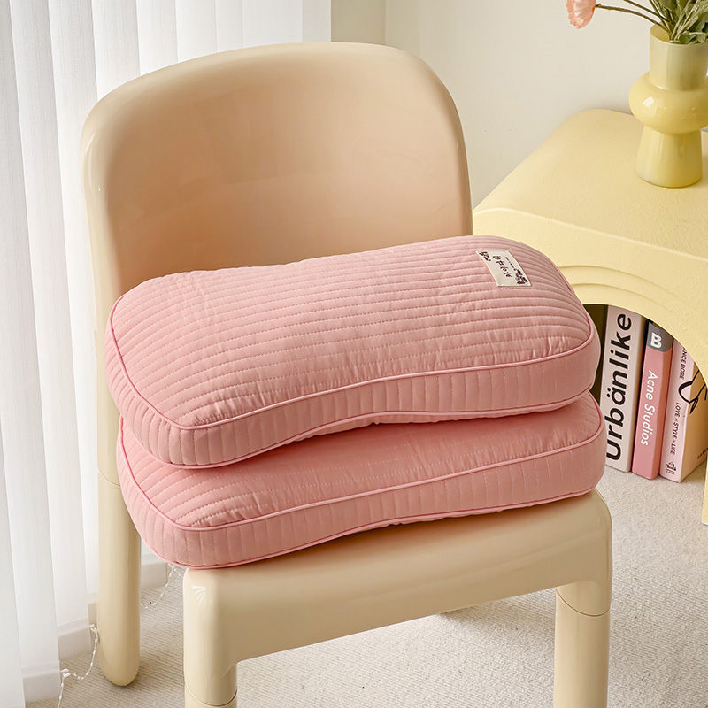 2024新款韩式立体全棉砂洗全荞麦枕 枕头枕芯 25*48cm 粉色【一对】