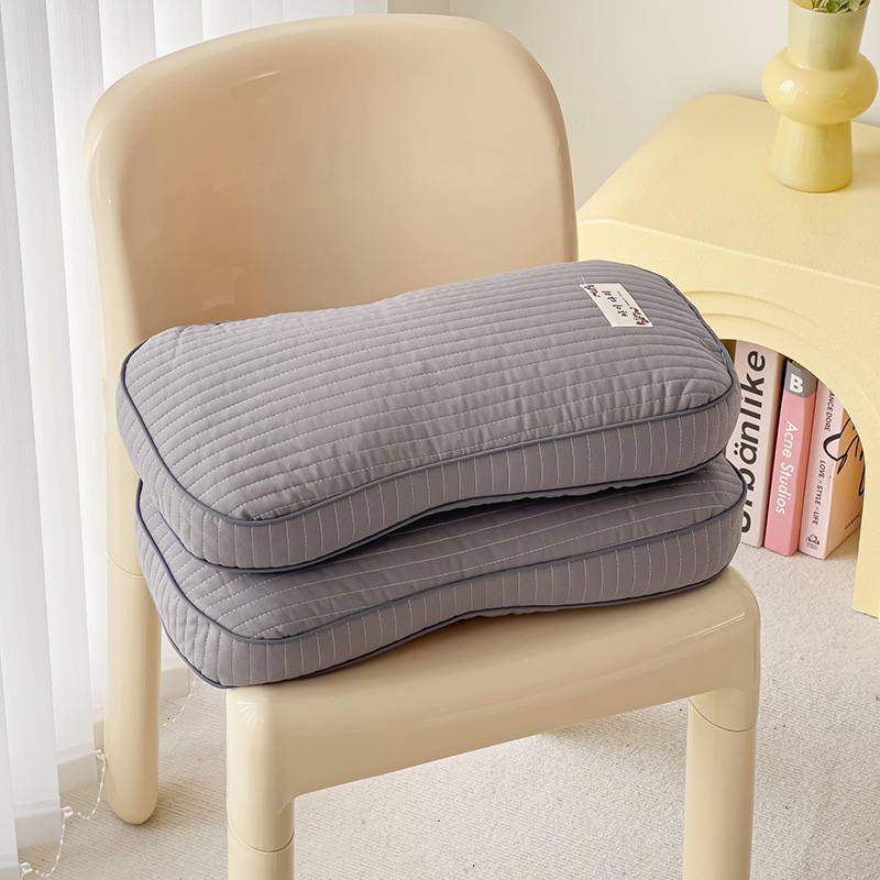 2024新款韩式立体全棉砂洗全荞麦枕 枕头枕芯 25*48cm 灰色【一对】