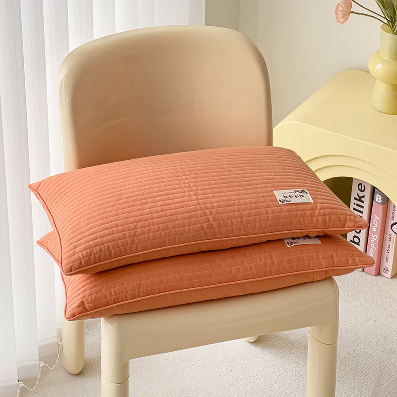 2024新款韩式单边全棉砂洗全荞麦枕 枕头枕芯 33*55cm 橙色【一对】