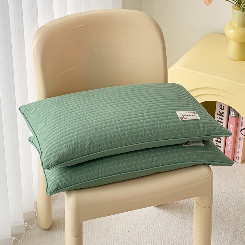 2024新款韩式单边全棉砂洗全荞麦枕 枕头枕芯 33*55cm 绿色【一对】