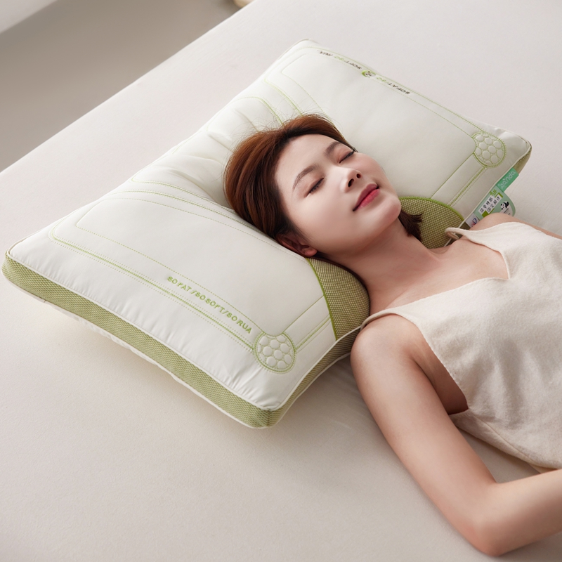2024新款熊猫呼呼乳胶舒适枕头枕芯 48*74cm 绿色一只
