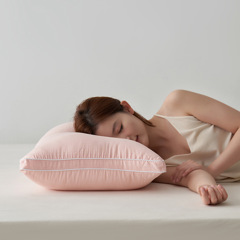 2024新款纤丝羽绒枕头枕芯 低枕48*74cm/只 粉色
