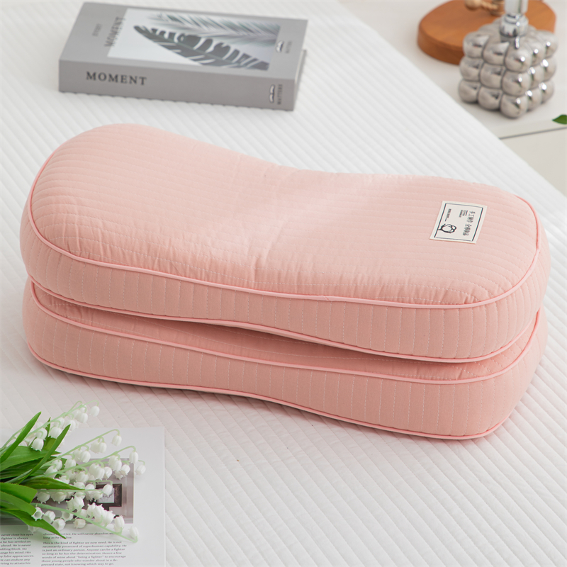 2024新款全棉韩式砂洗面包荞麦枕 枕头枕芯 25*48cm/只 韩式简约面包枕-粉色