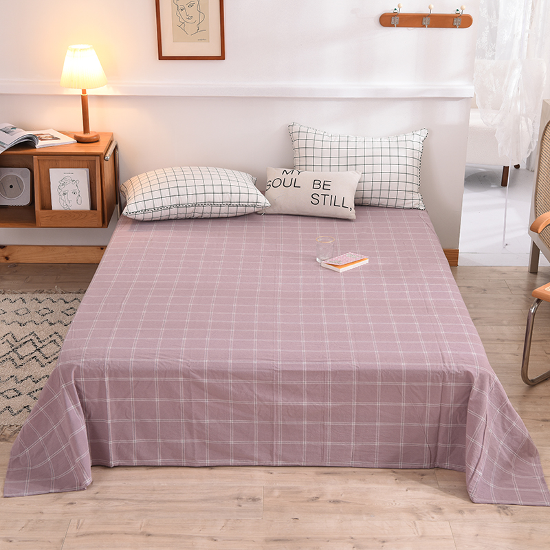 2023新款拼色水洗棉系列单品床单 160*250cm 浅紫布丁
