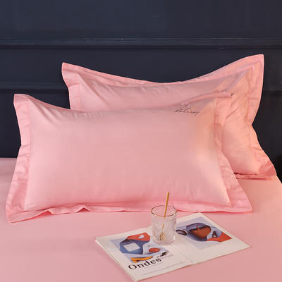 2021新款-13374经典工艺款纯色单品枕套 48*74cm枕套一对 粉色