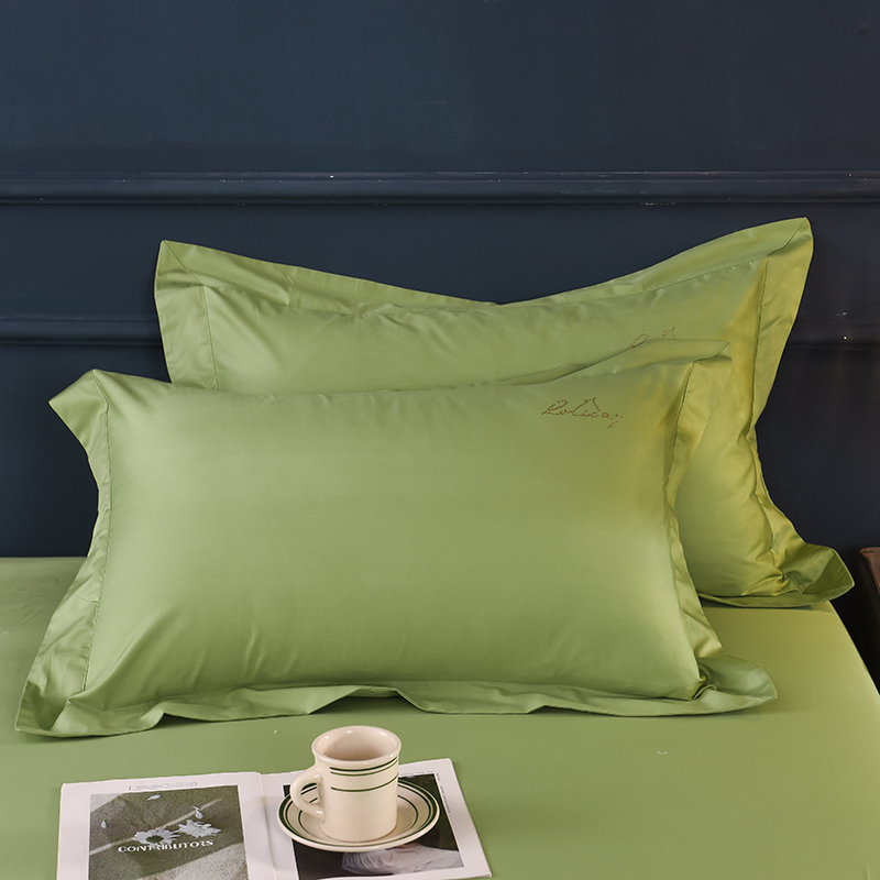2021新款-13374经典工艺款纯色单品枕套 48*74cm枕套一对 果绿