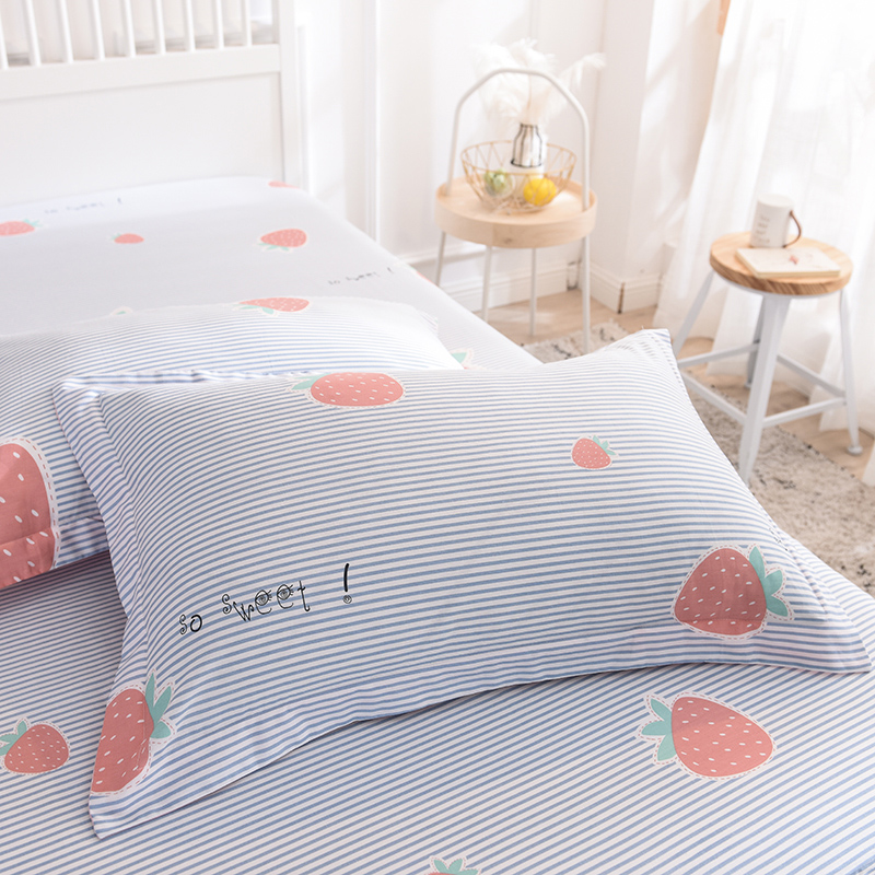 2023新品-纯棉四件套单品系列单枕套 48x74cm枕套一对 草莓甜心