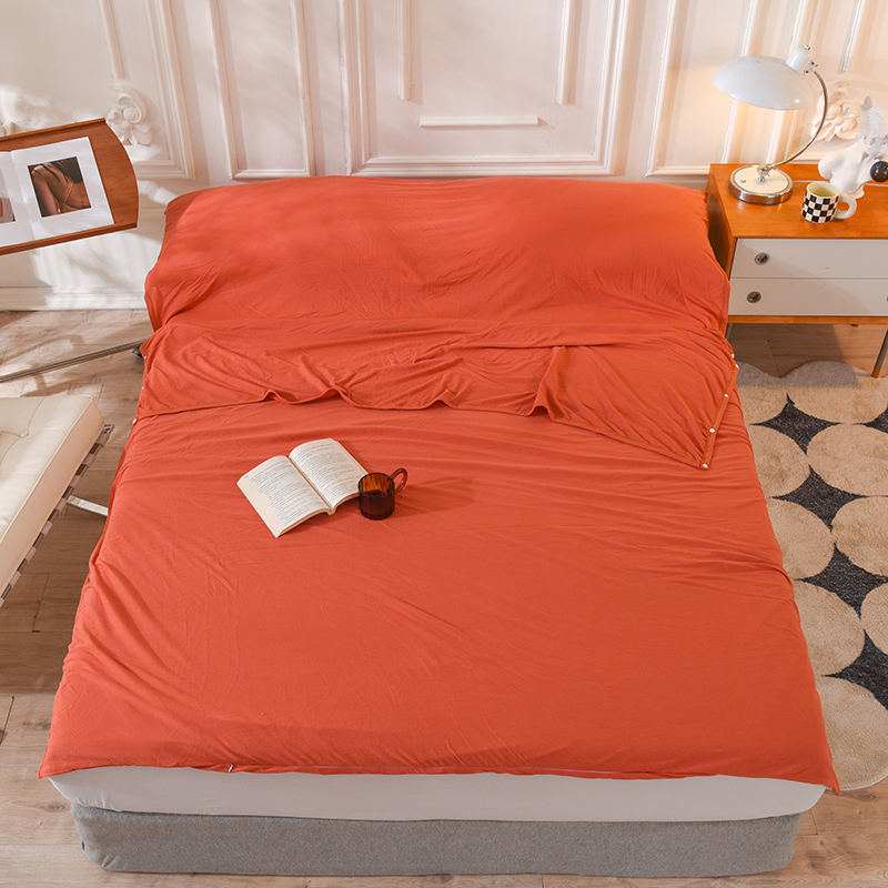 2023新款针织棉纯色旅行酒店睡袋 棕红80*210cm