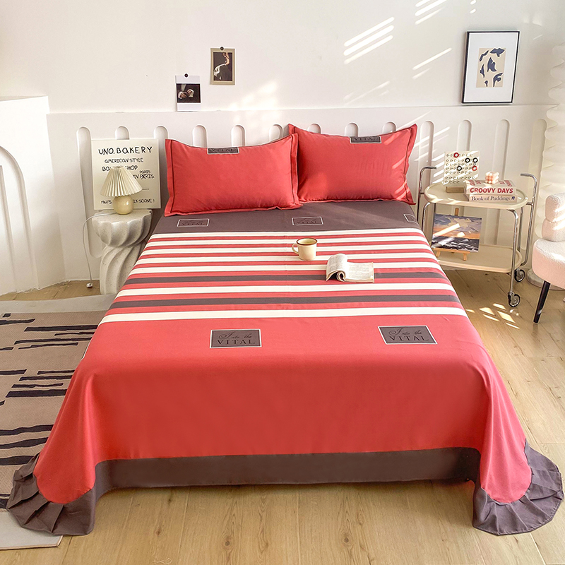 2023新款全棉磨毛多规格单品套件系列-单床单 200*230cm 单床单 红格子