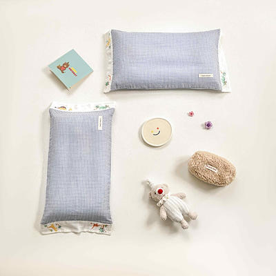 （枕头枕芯）【儿童枕套】双层纱刺绣枕套 -恬嬉系列(单个不含芯) 40cmX60cm 恬嬉蓝
