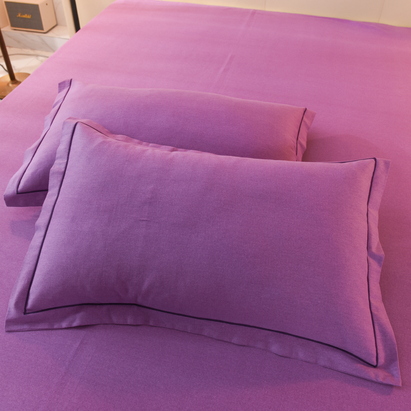 2024新款全喷气纯棉磨毛多规格系列单品枕套 48*74cm枕套一对 紫色