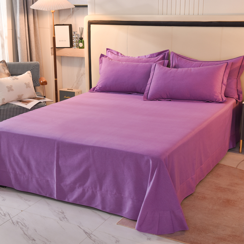2024新款全喷气纯棉磨毛多规格系列单品床单 245*250cm圆角床单 紫色