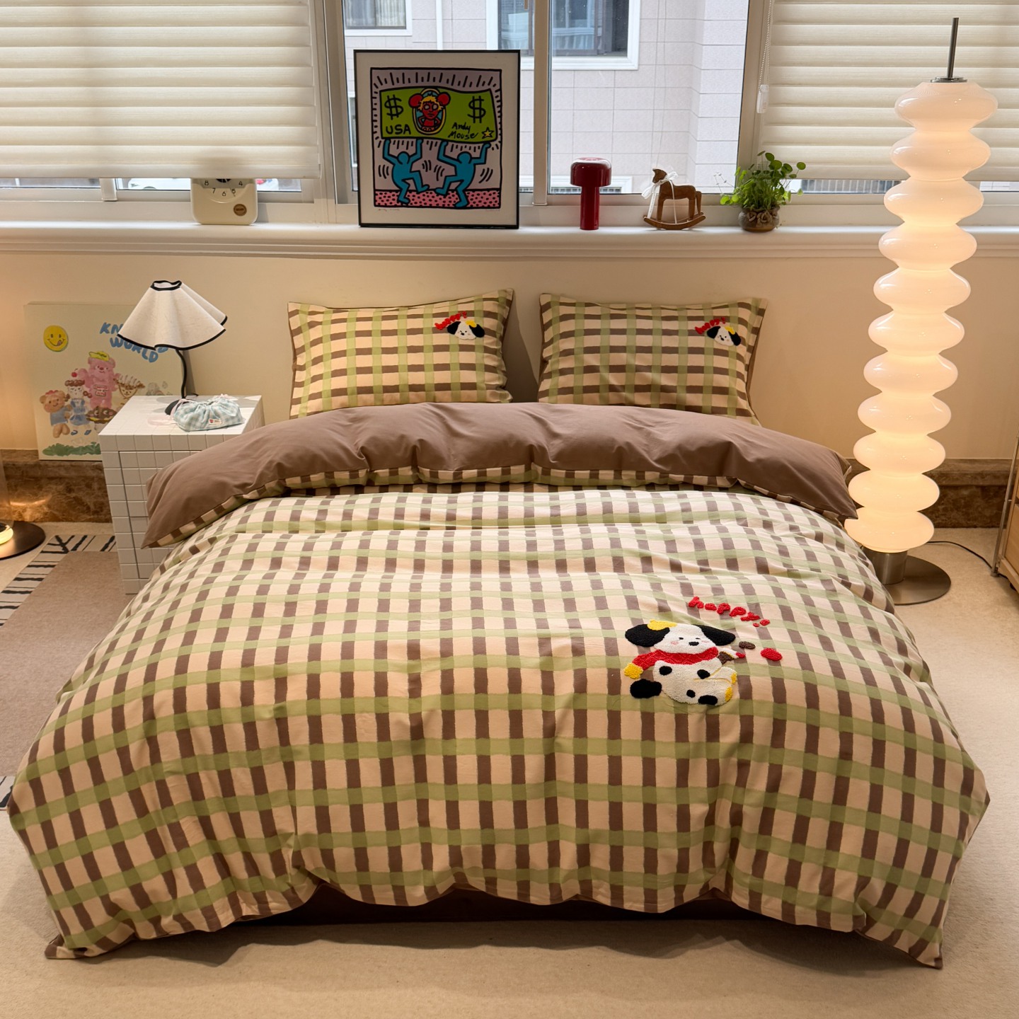 2025新款全棉磨毛原创毛巾绣系列四件套 围脖小狗